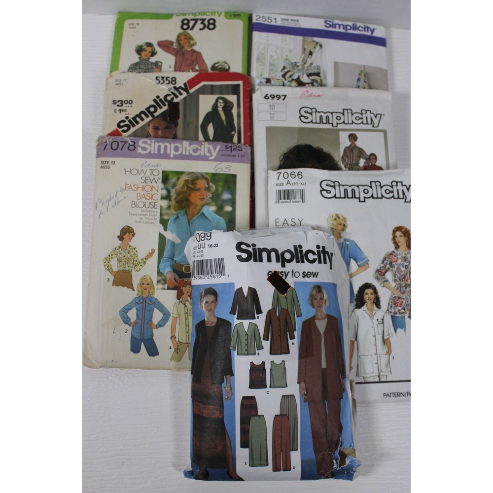 Lot of 12 Simplicity and McCall's Sewing Patterns See numbers in details. S0206